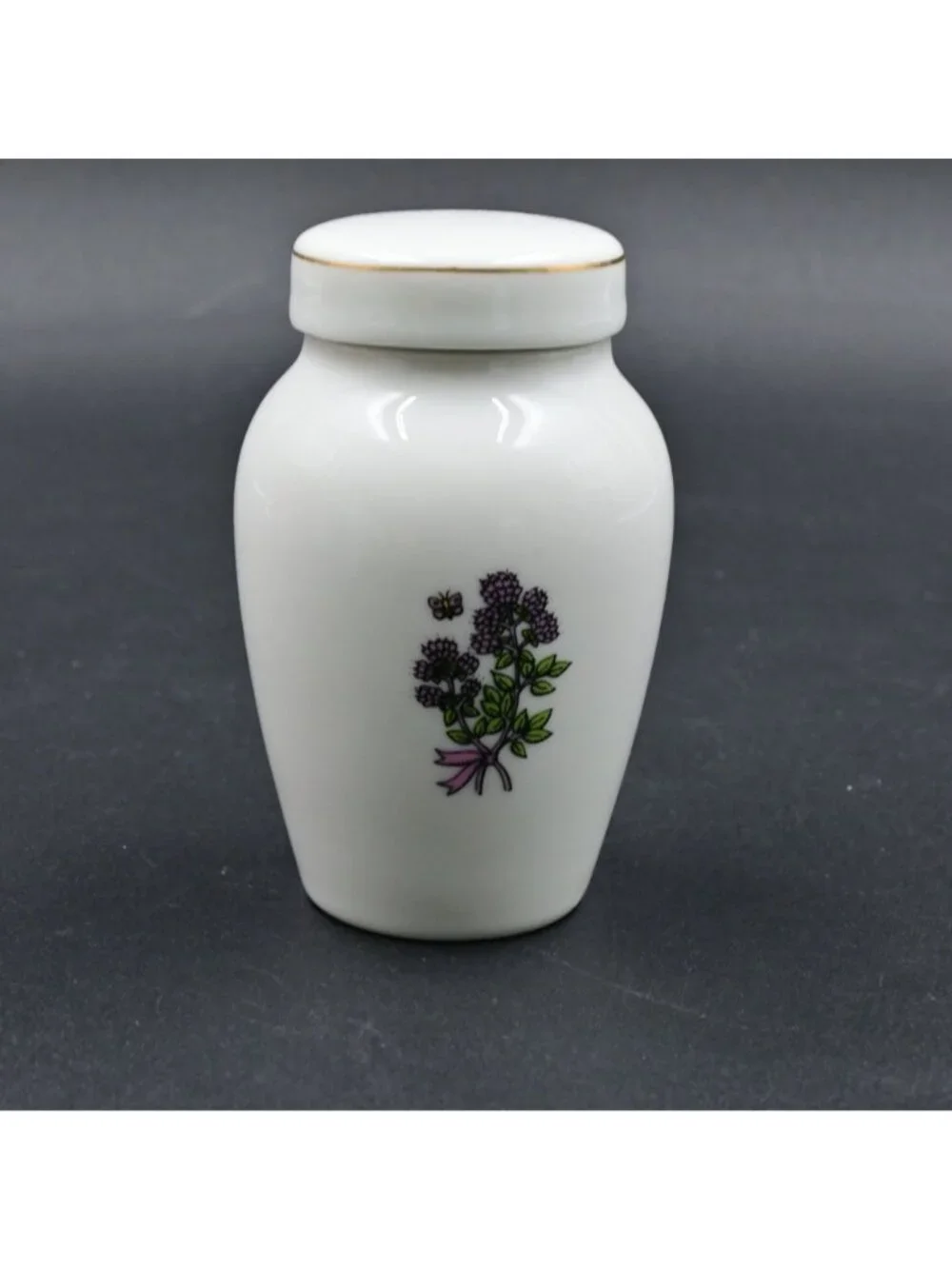 Franklin Mint Gloria Vanderbilt Marjoram Spice Jar Vintage 1985 Porcelain
